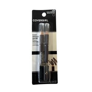 NEW Covergirl Easy Breezy Brow Fill Define Pencils Rich Brown 505 2pk &Sharpener